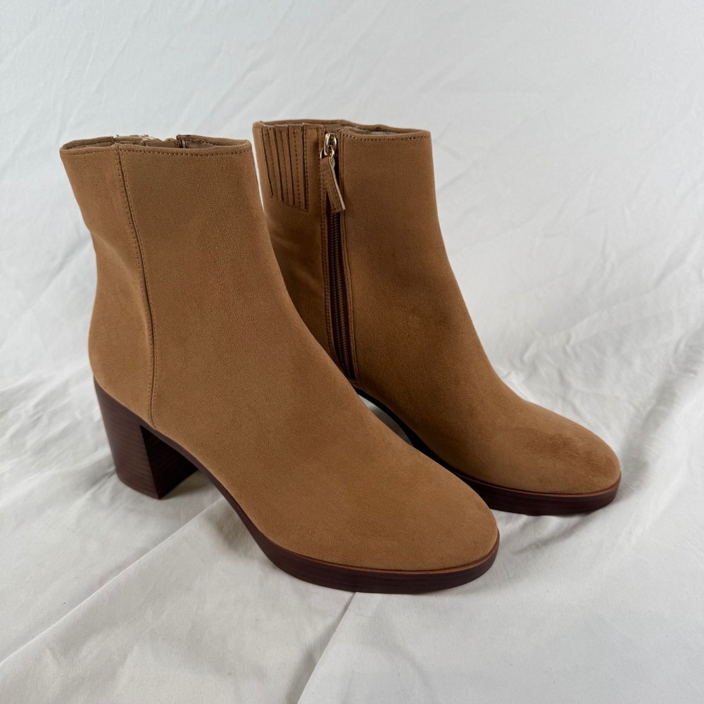 J.Crew Womens Tan Faux Suede Block Heel Ankle Casual Fall Booties Size 9.5